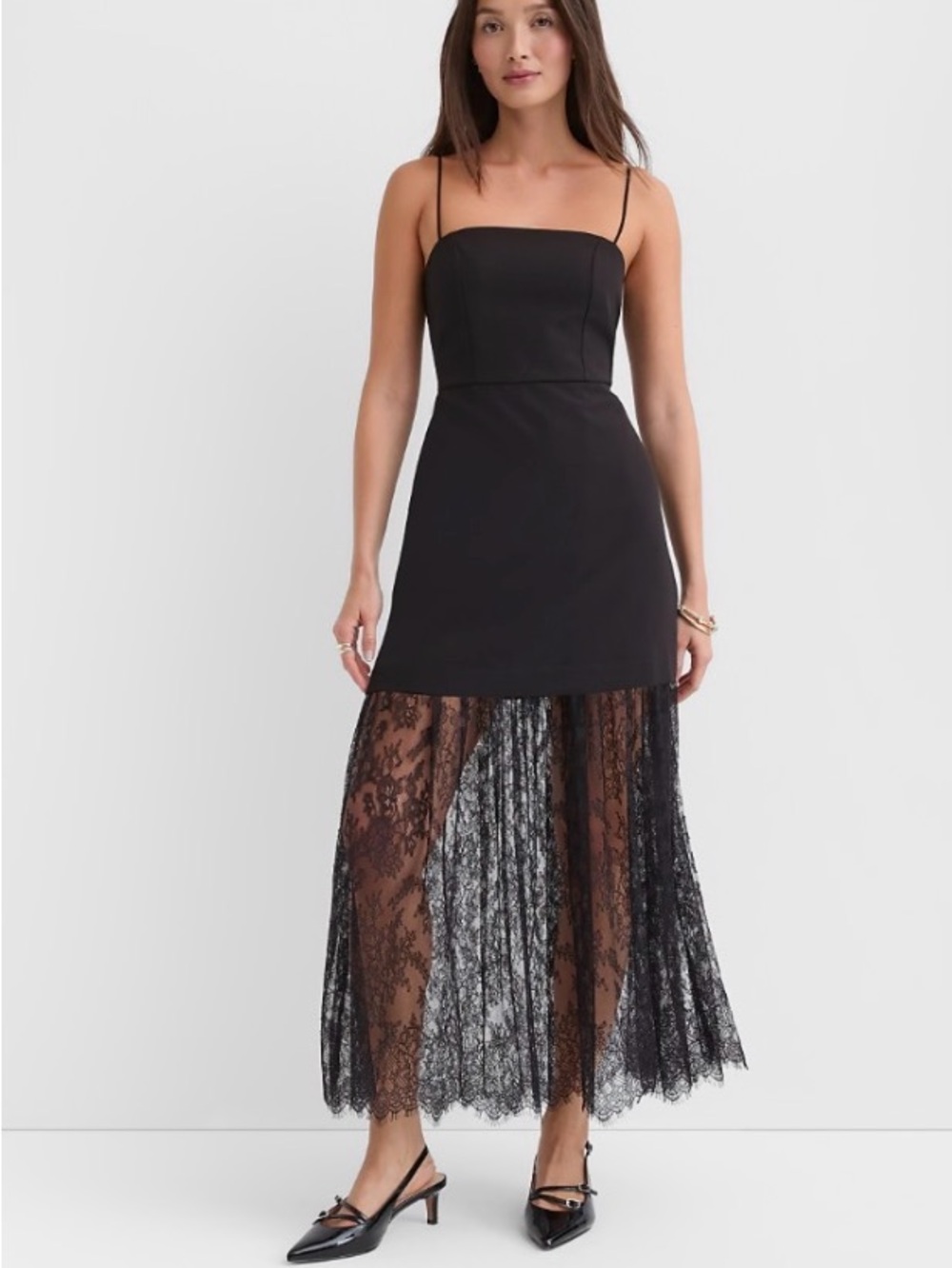 LOFT Chantilly Lace Mixed Media Maxi Dress